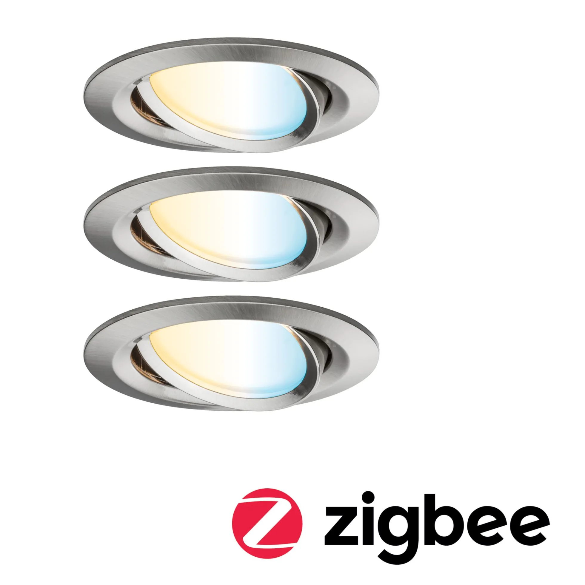 Preisattraktives Starterset Zigbee 3.0 - Smart Home smik Gateway mit Wandtaster + LED Einbauleuchte Nova Plus Coin Basisset schwenkbar Tunable White