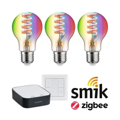 Preisattraktives Starterset Smart Home Zigbee 3.0 - Gateway + LED Birne E27 RGBW + Schalter