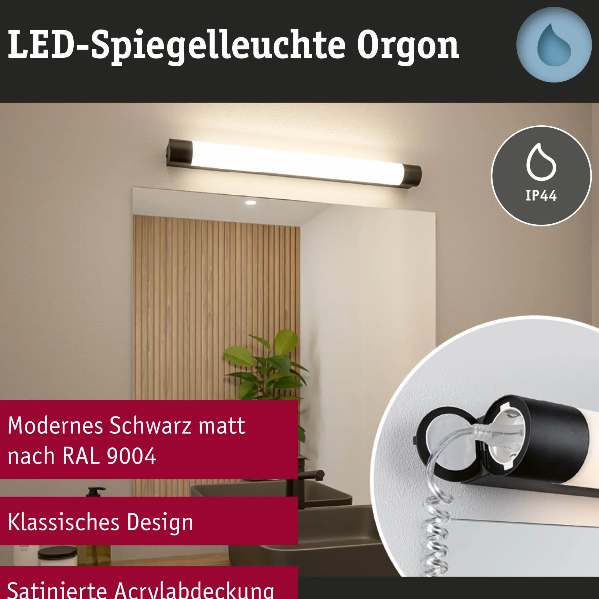 Selection Bathroom LED Spiegelleuchte - Orgon Steckdose