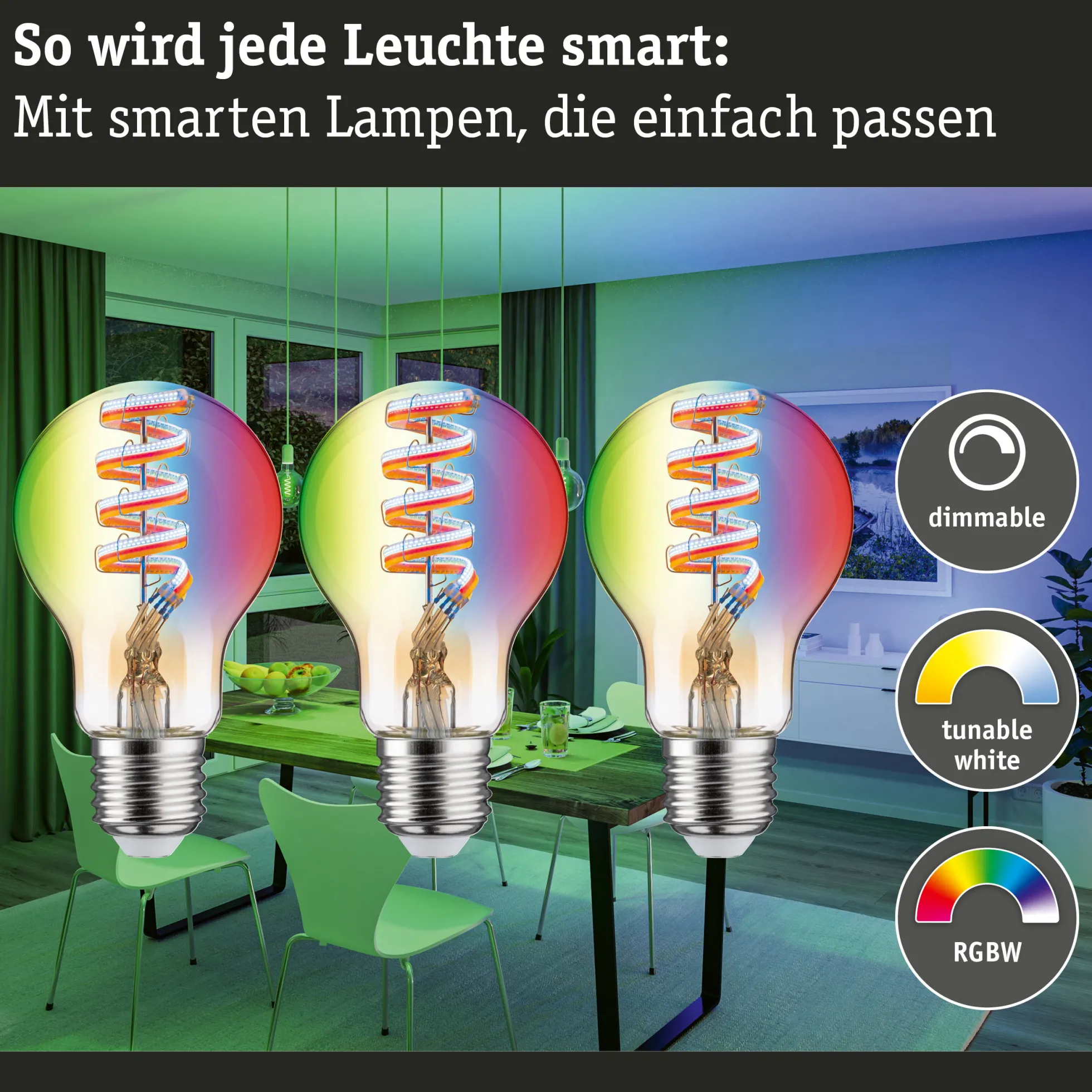 Set Filament 230V Smart Home Zigbee 3.0 - LED Birne Zigbee AGL RGBW + Gent 2.0