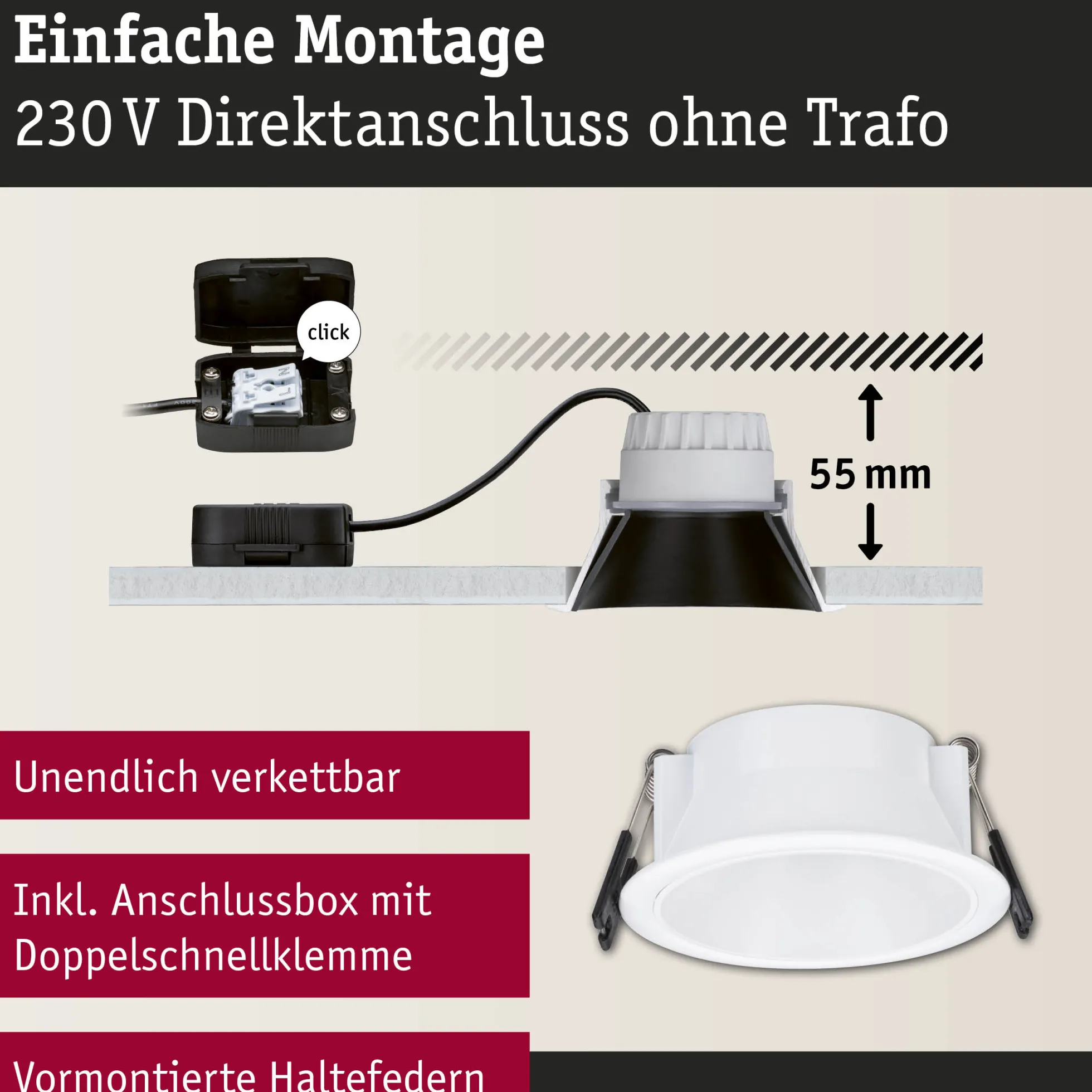 Set LED Einbauleuchte - Cole 6er-Set