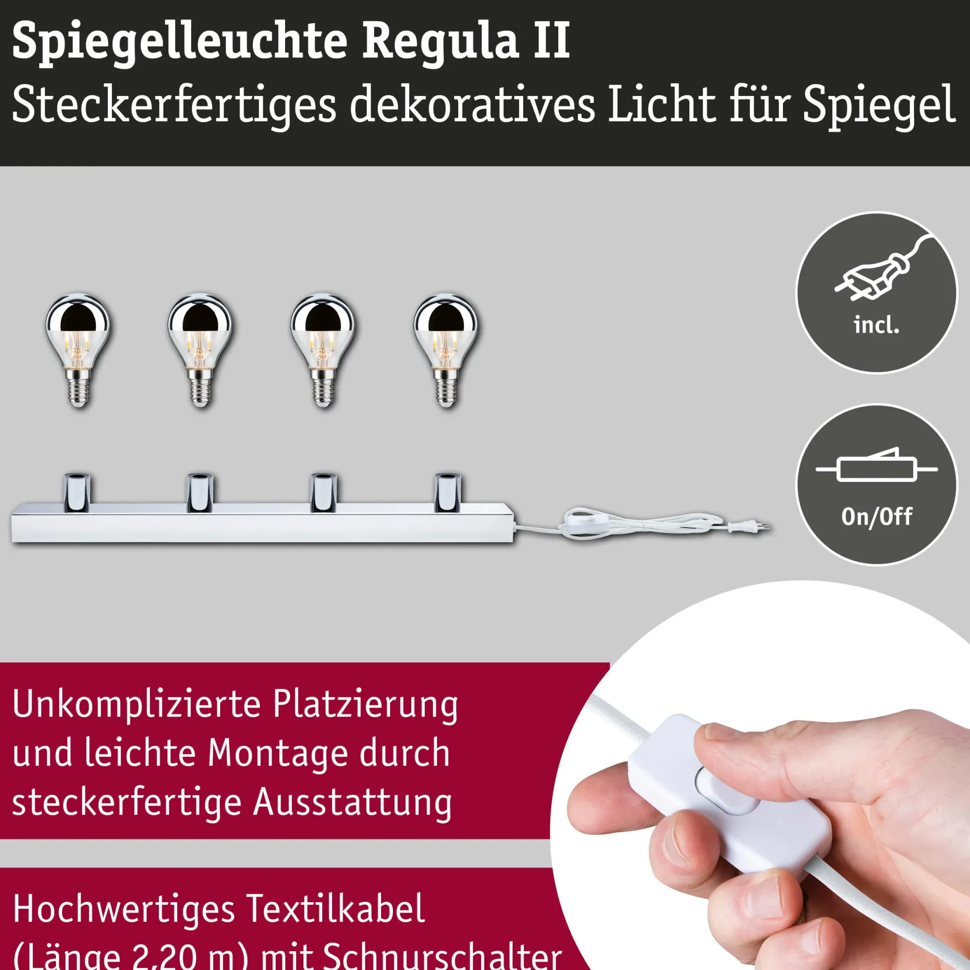 Set Spiegelleuchte - Regula II 4-flammig