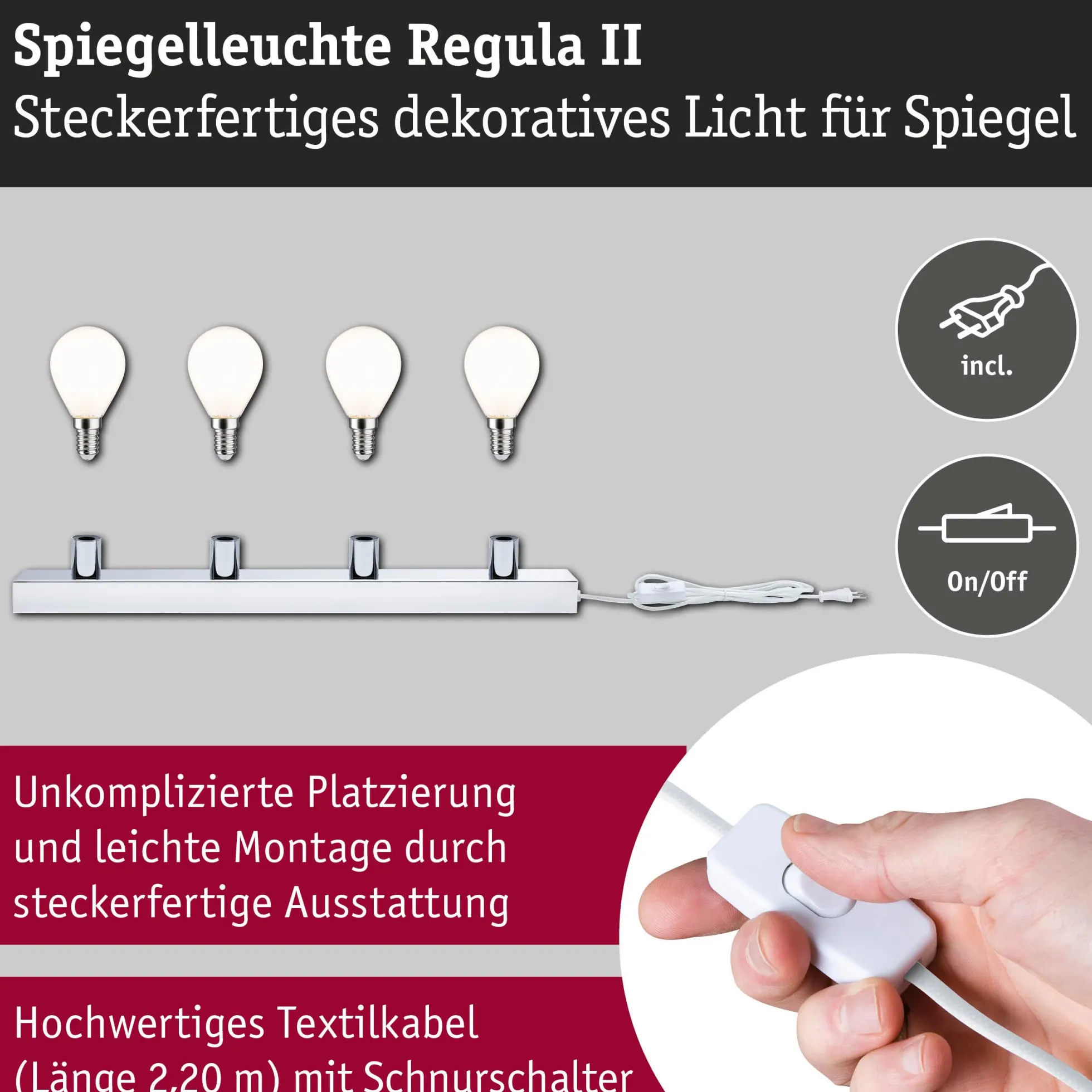 Set Spiegelleuchte - Regula II 4-flammig