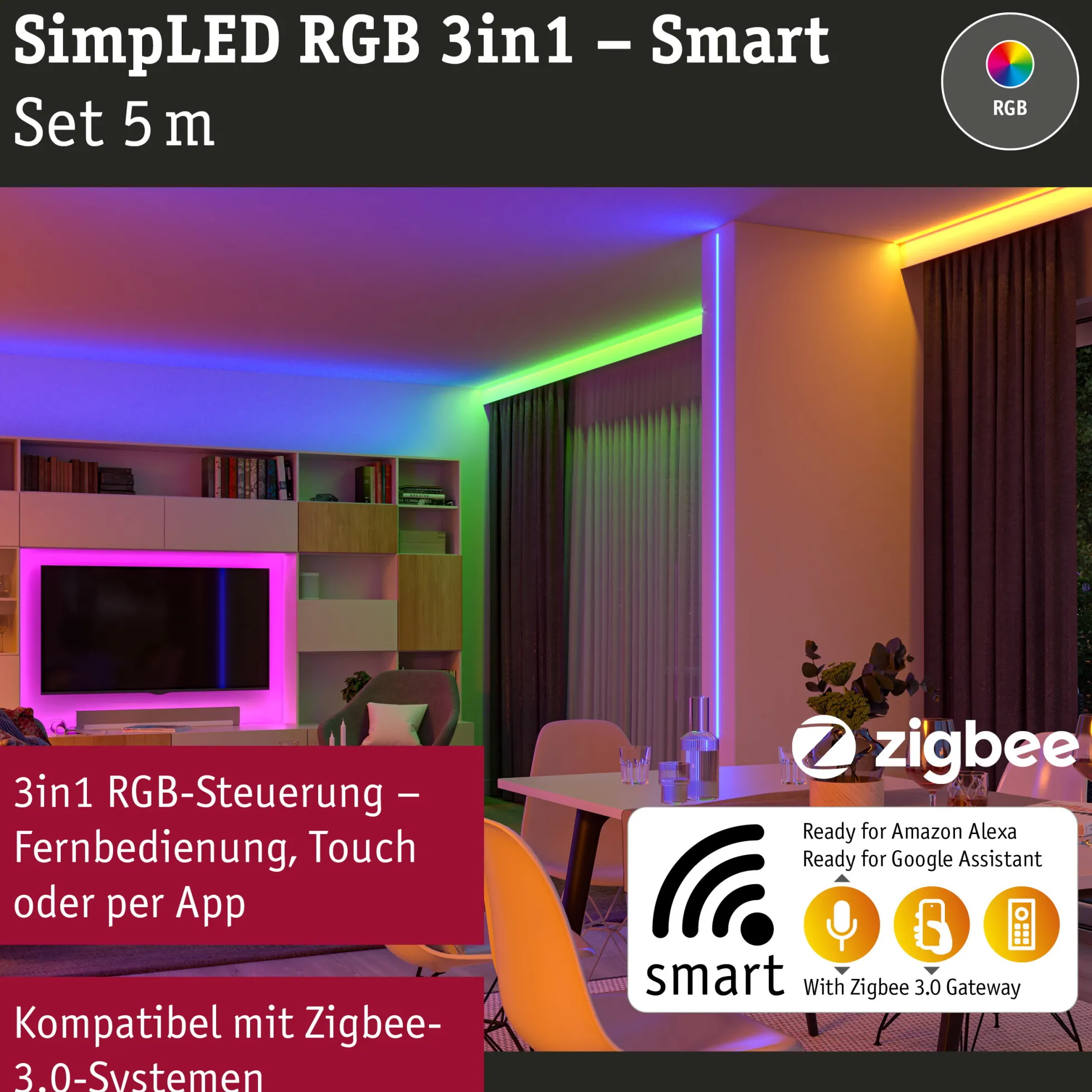 SimpLED LED Strip Smart Home Zigbee 3.0 - RGB Komplettset