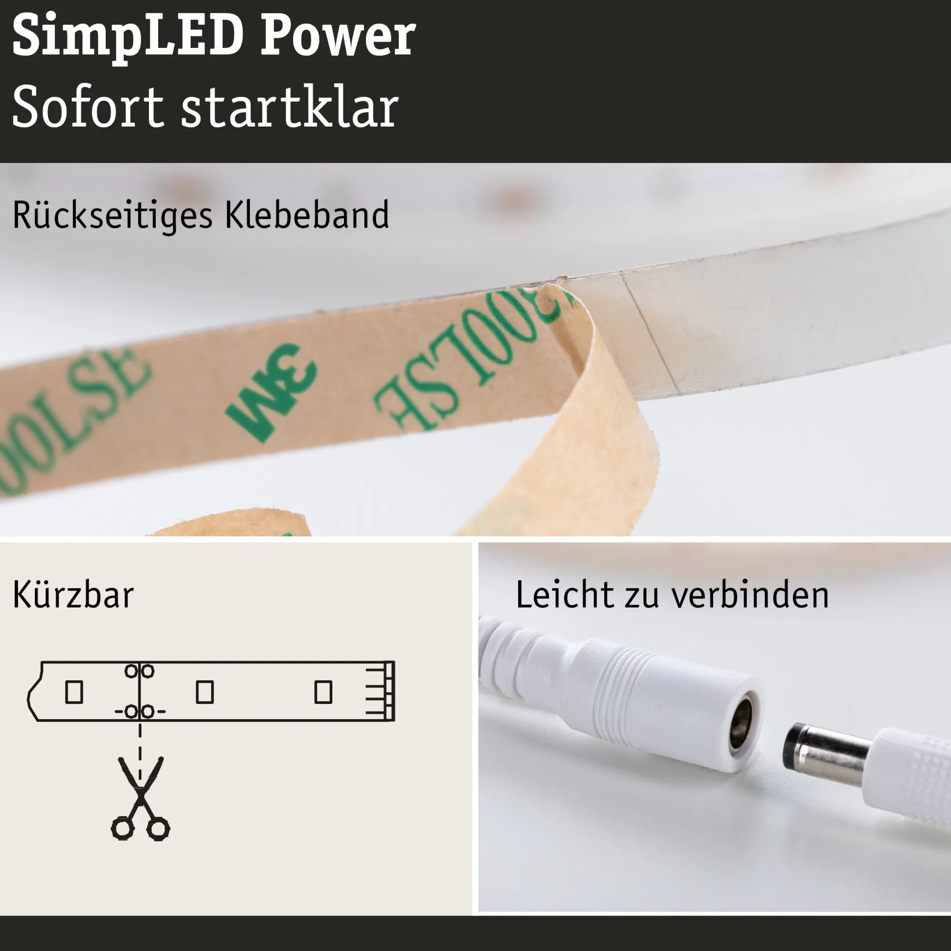 SimpLED Power LED Strip - Warmweiß Komplettset