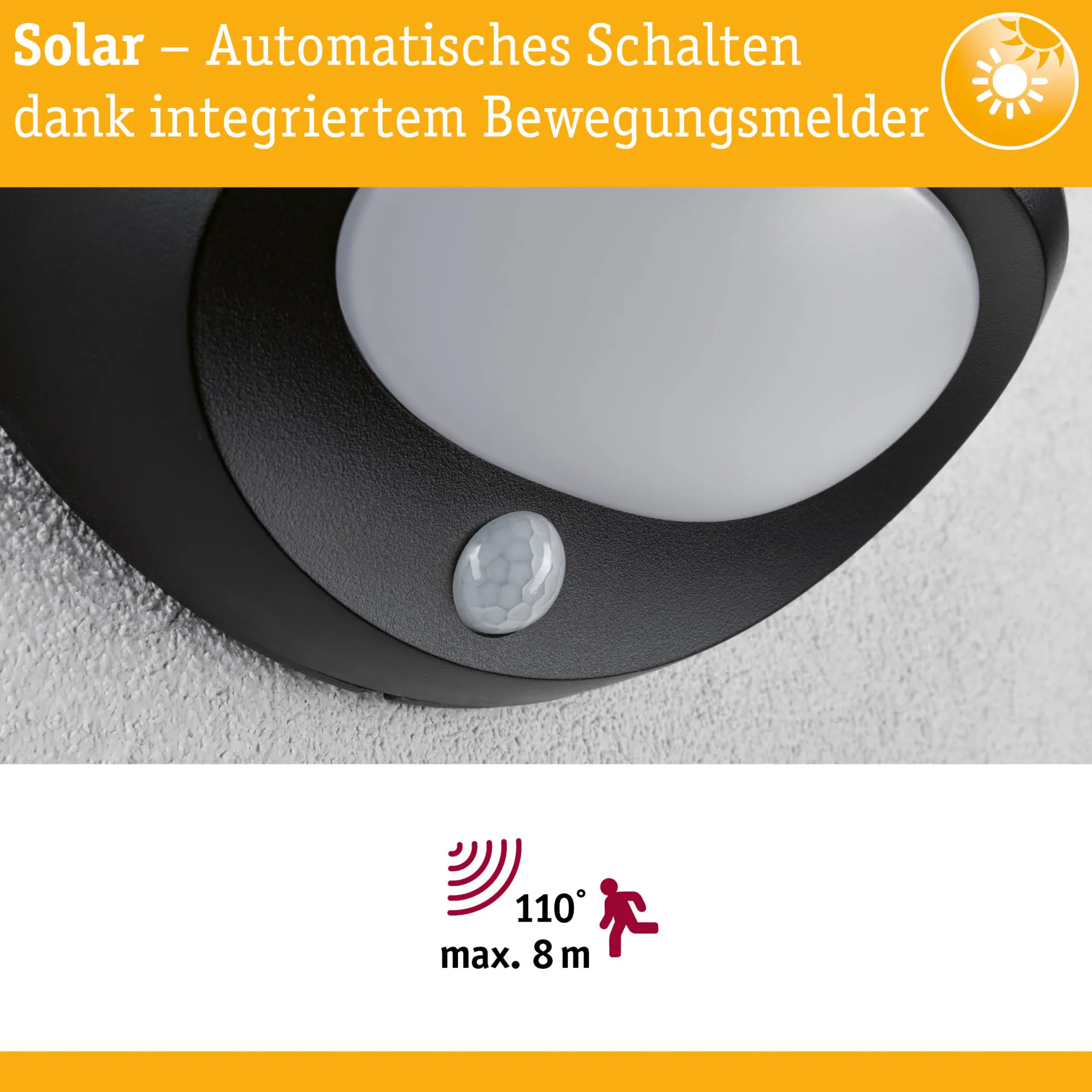 Solar LED Außenwandleuchte - Sorova Dämmerungsgesteuerter Bewegungsmelder (IR)