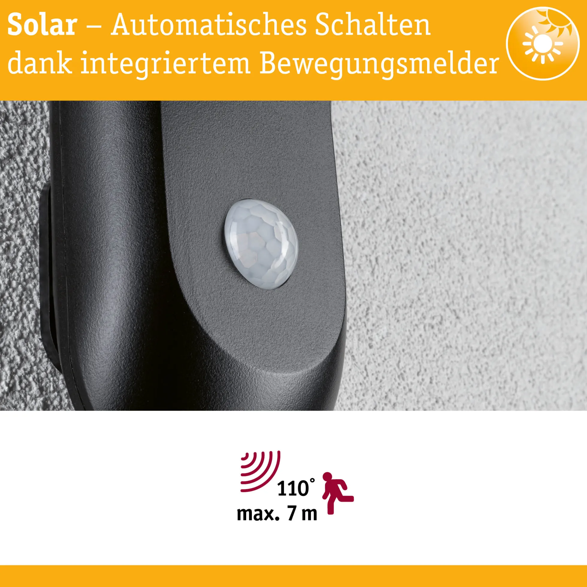 Solar LED Außenwandleuchte - Diskola Dämmerungsgesteuerter Bewegungsmelder (IR)