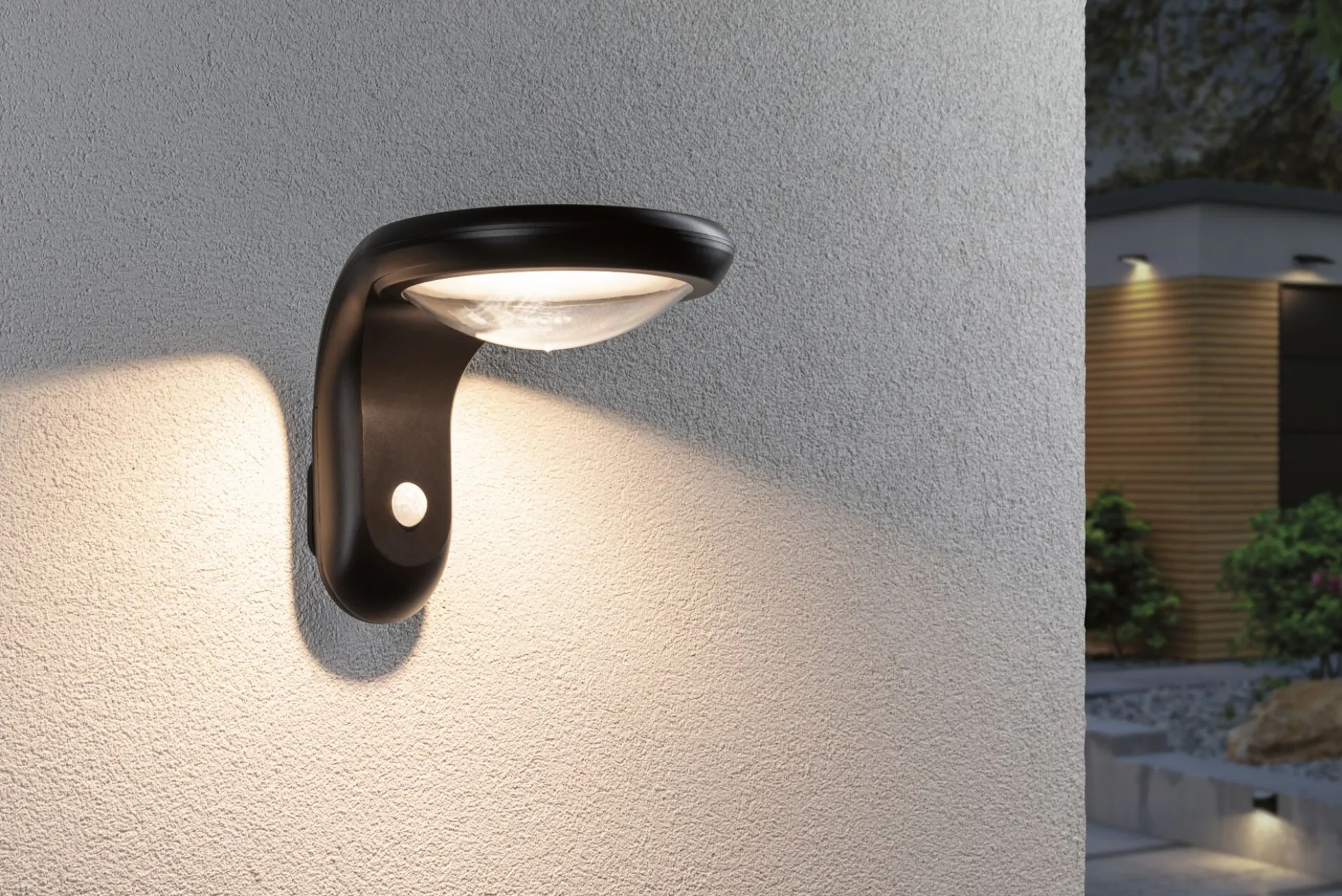 Solar LED Außenwandleuchte - Diskola Dämmerungsgesteuerter Bewegungsmelder (IR)
