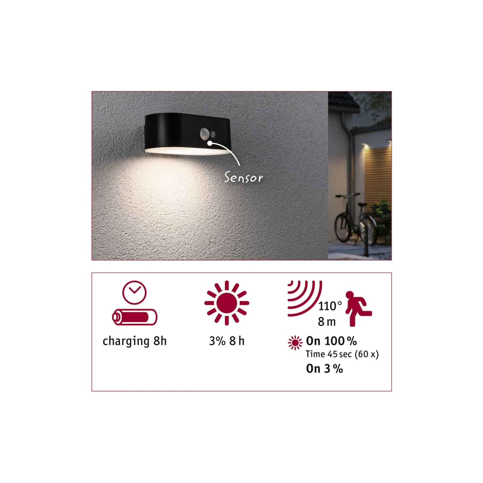 Solar LED Außenwandleuchte - Adya