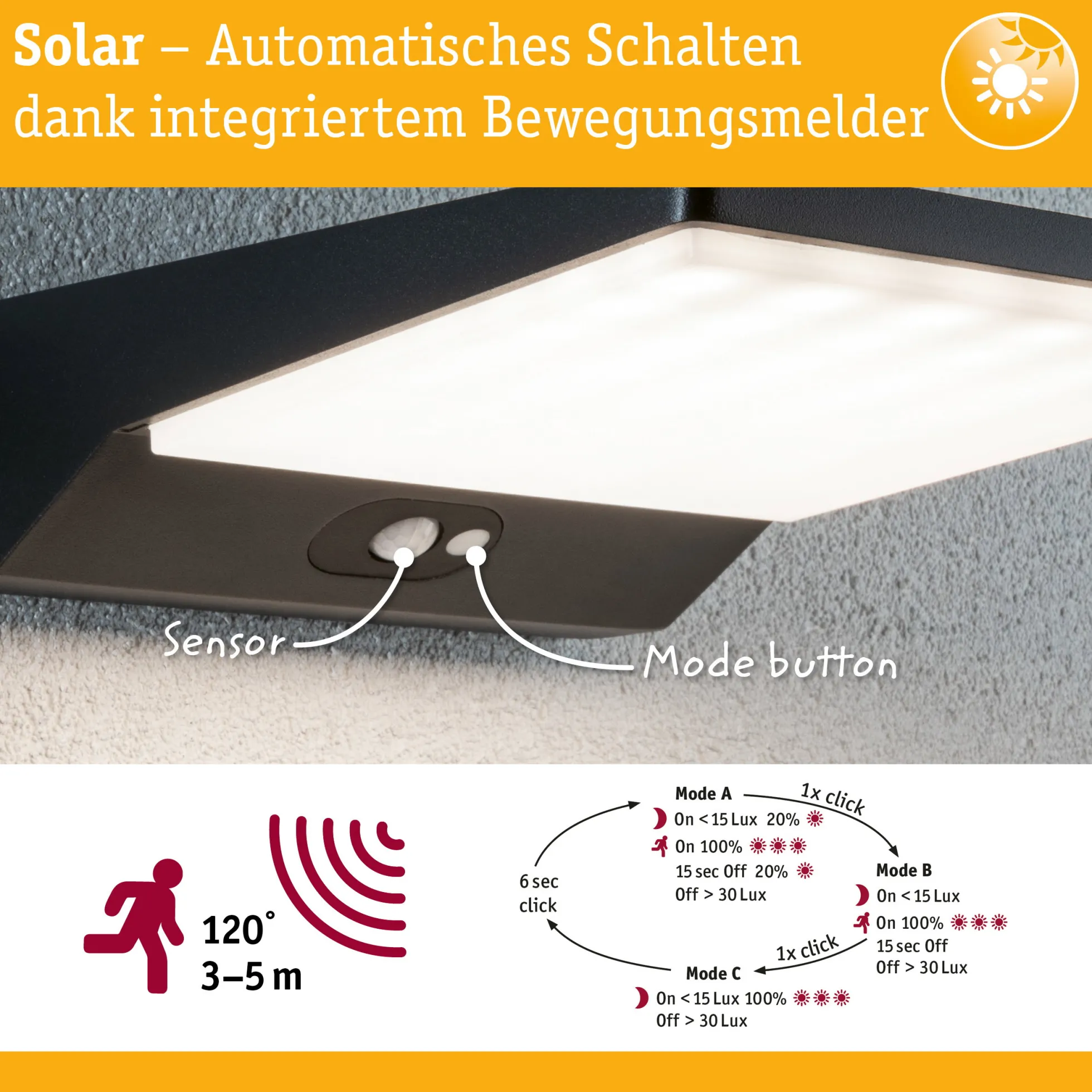 Solar LED Außenwandleuchte - Ronas