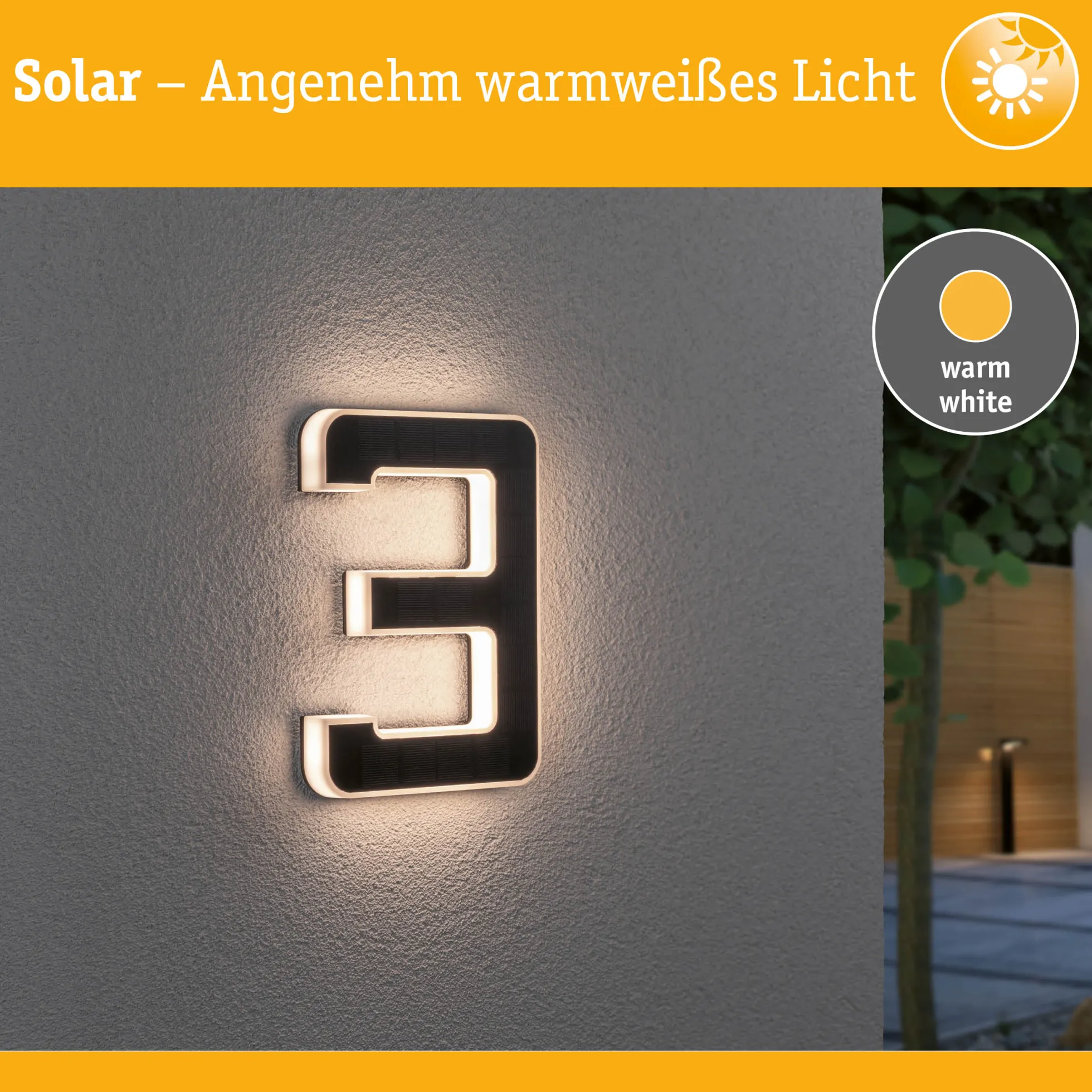 Solar LED Hausnummernleuchte - Nummer 3