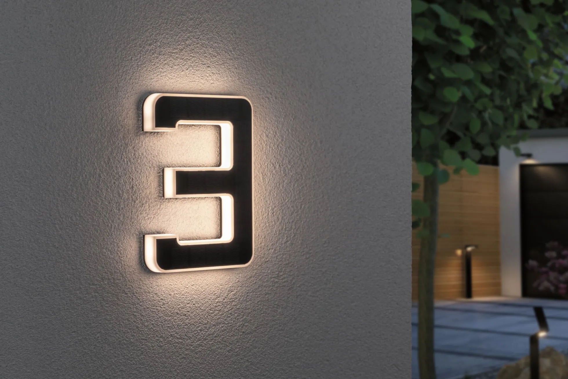 Solar LED Hausnummernleuchte - Nummer 3