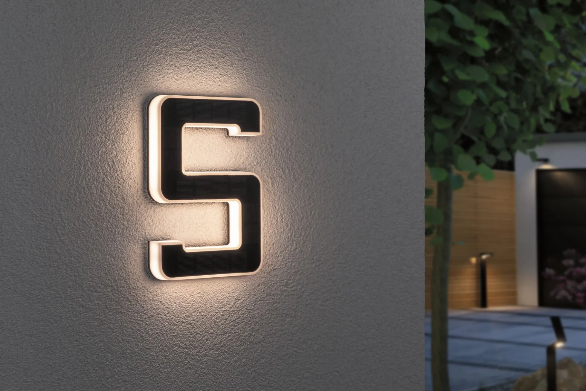 Solar LED Hausnummernleuchte - Nummer 5