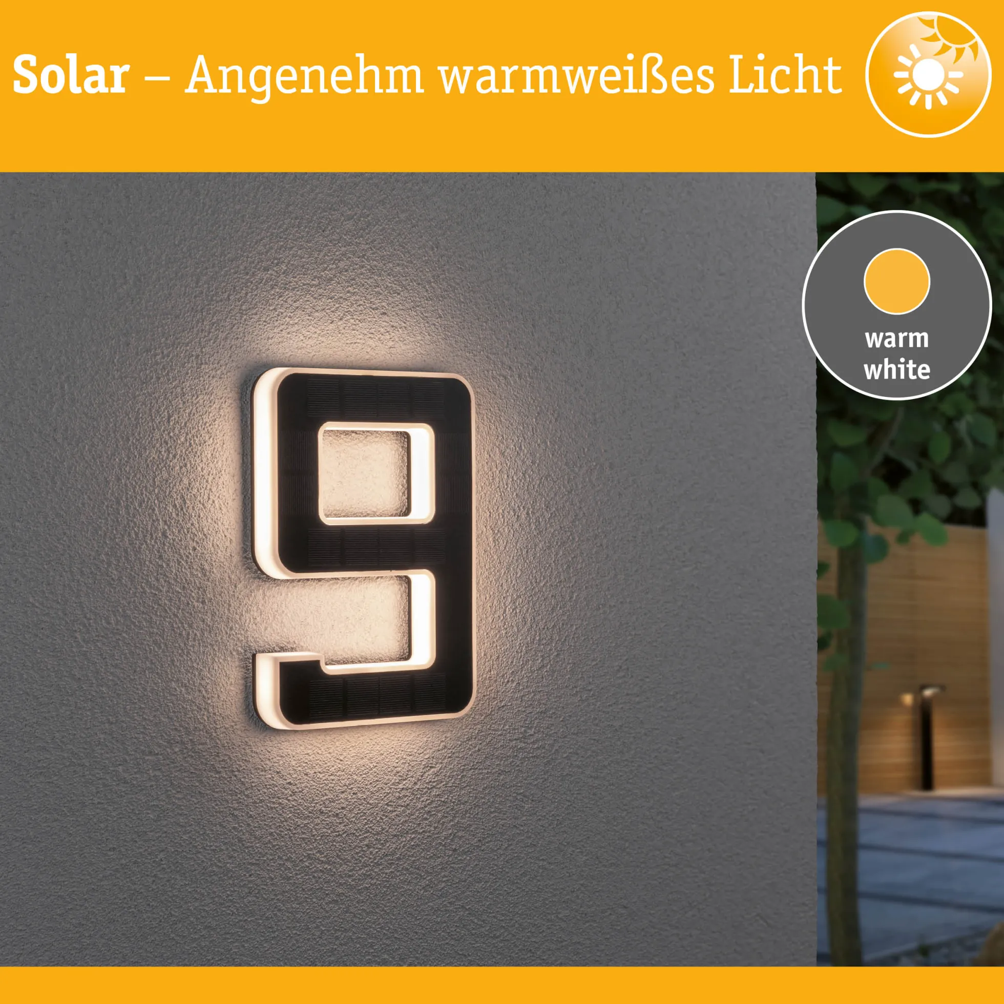 Solar LED Hausnummernleuchte - Nummer 9