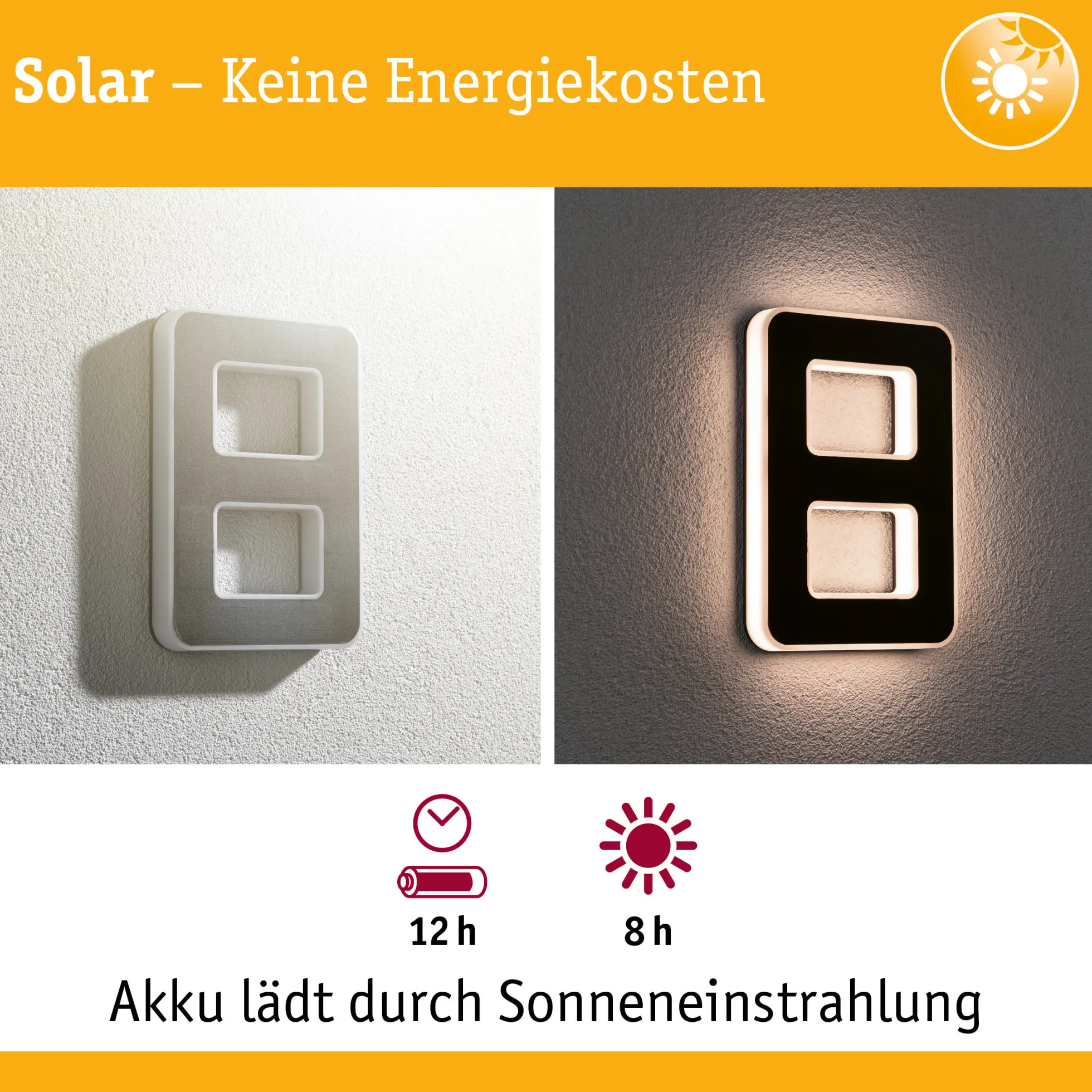 Solar LED Hausnummernleuchte - Nummer 8