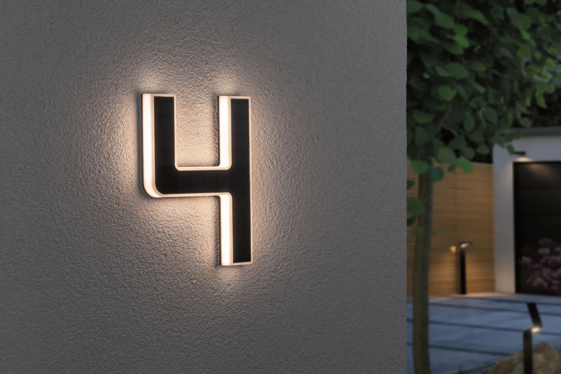 Solar LED Hausnummernleuchte - Nummer 4