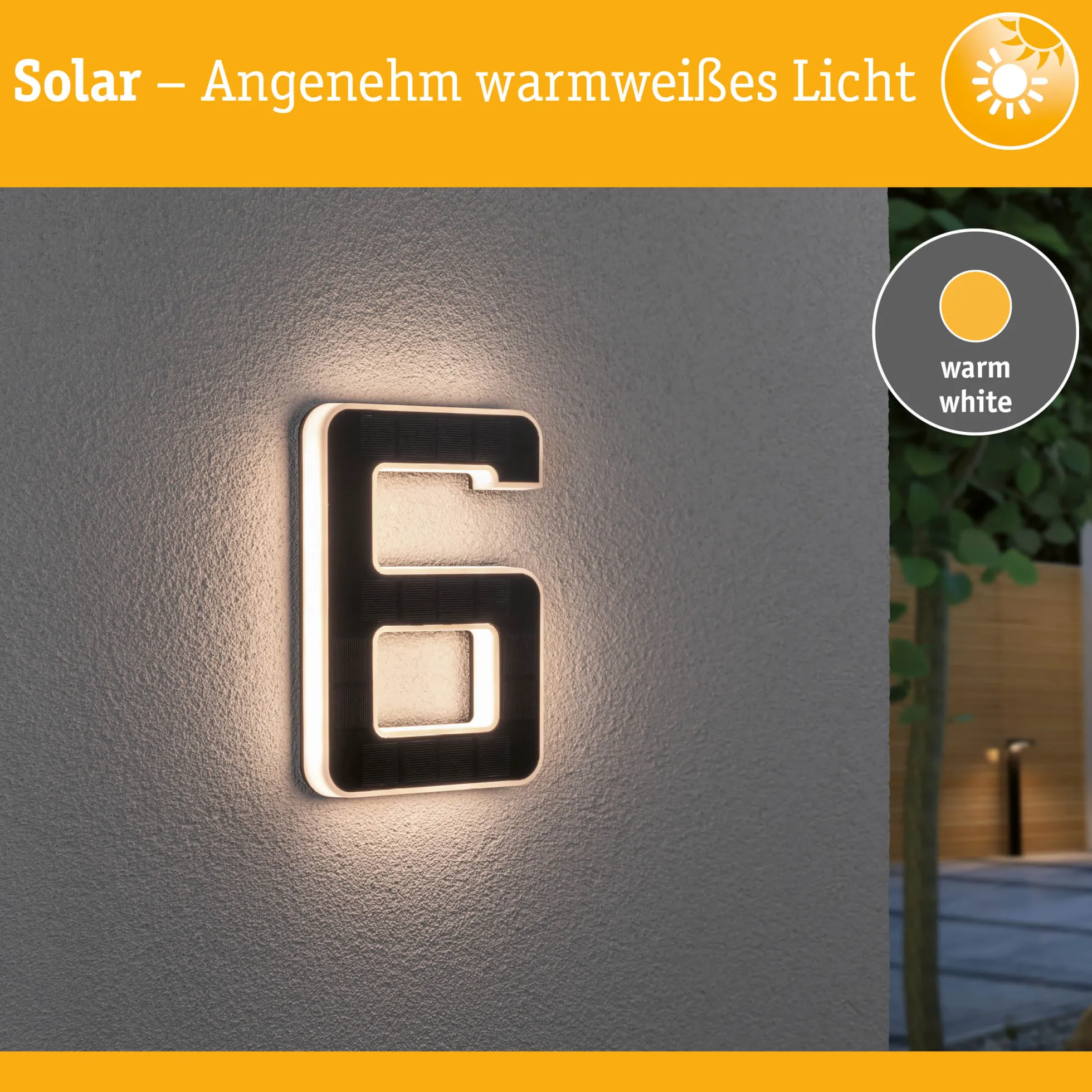 Solar LED Hausnummernleuchte - Nummer 6