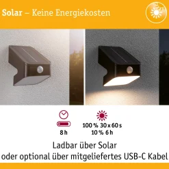 Solar LED Wandfluter - Lesly Dämmerungsgesteuerter Bewegungsmelder (IR)
