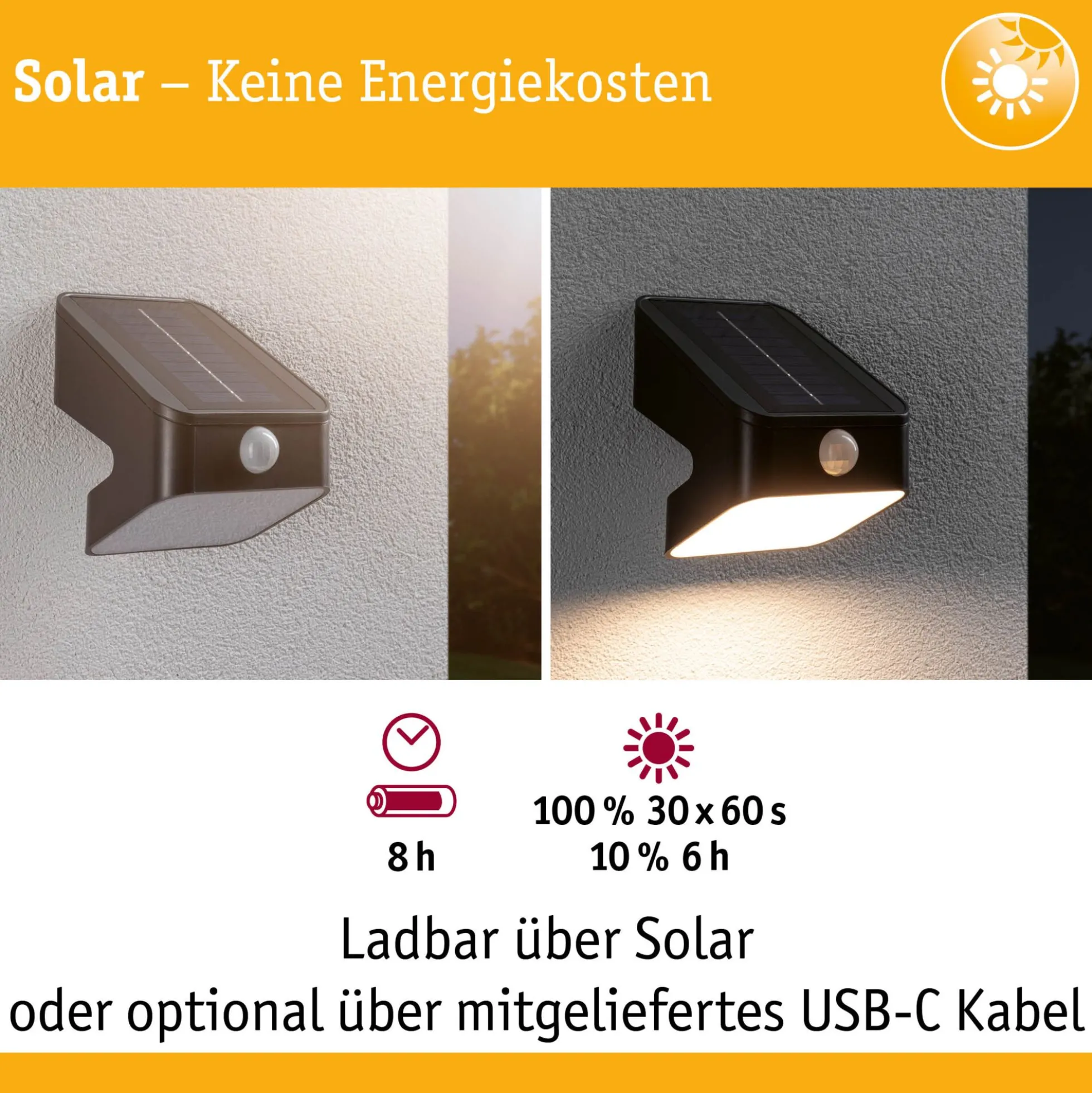Solar LED Wandfluter - Lesly Dämmerungsgesteuerter Bewegungsmelder (IR)