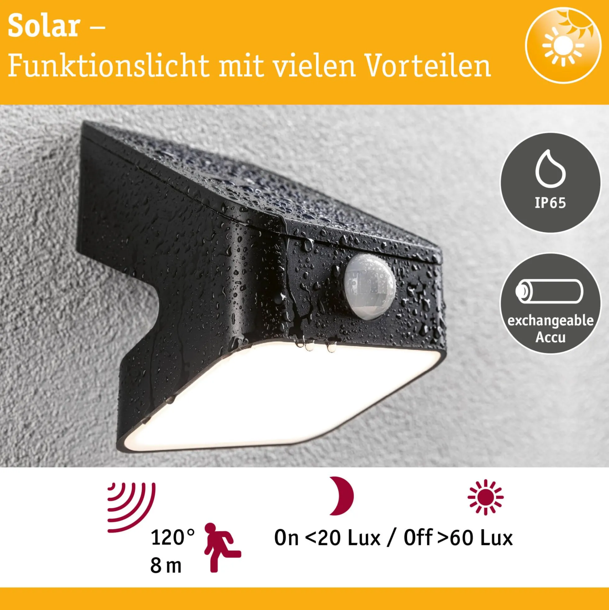 Solar LED Wandfluter - Lesly Dämmerungsgesteuerter Bewegungsmelder (IR)