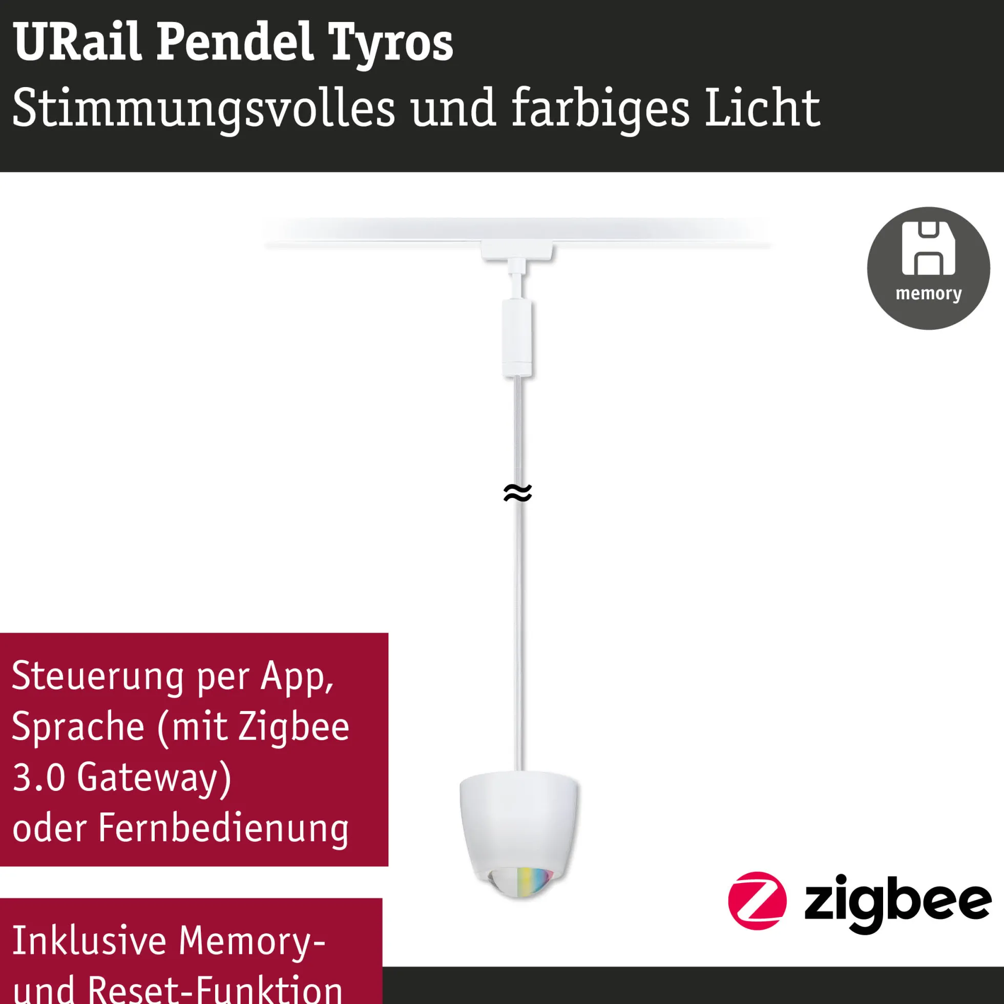 URail Pendel Smart Home Zigbee 3.0 - Tyros RGBW