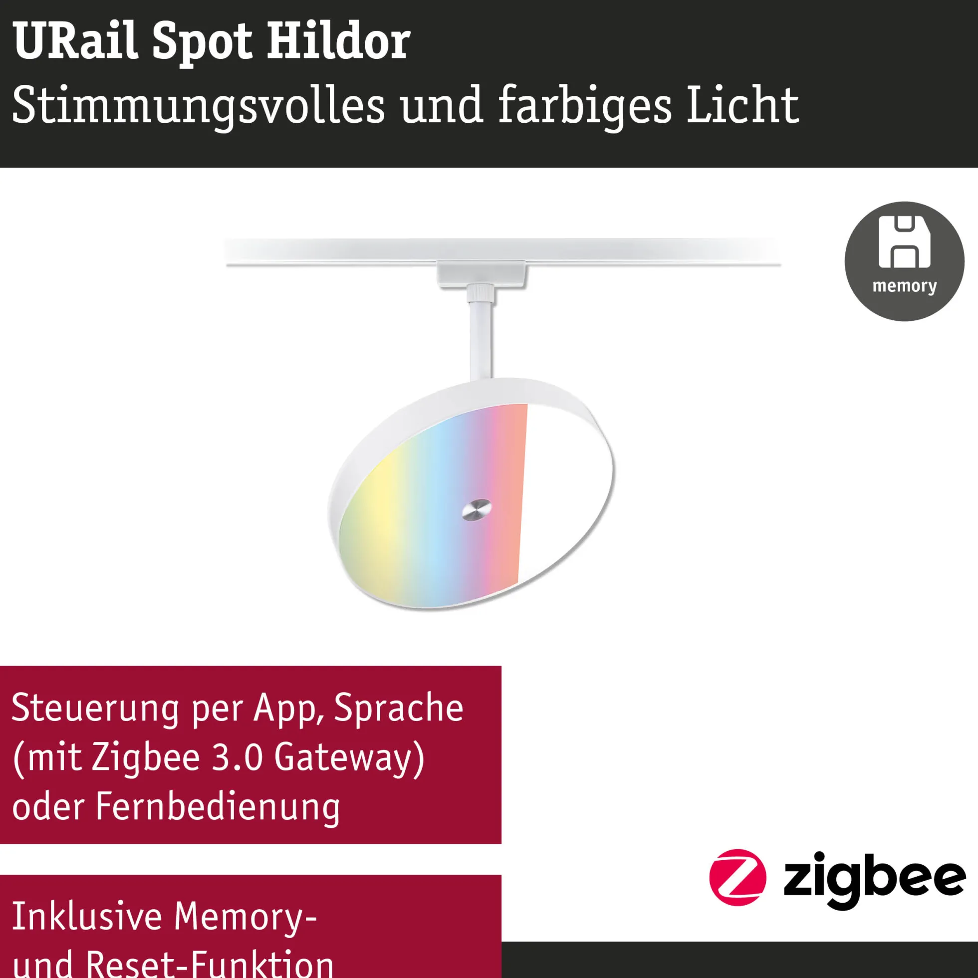 URail Schienenspot Smart Home Zigbee 3.0 - Hildor RGBW