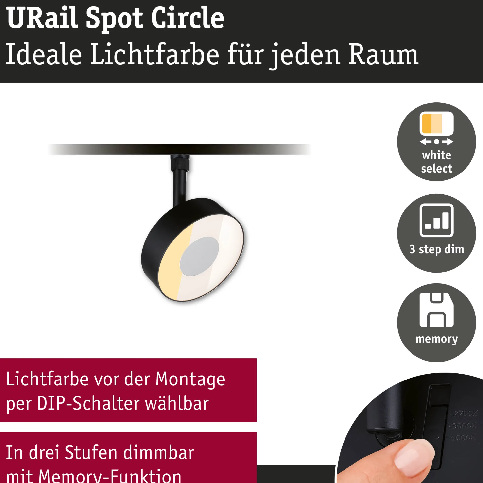 URail Schienenspot 3-Step-Dim - Circle