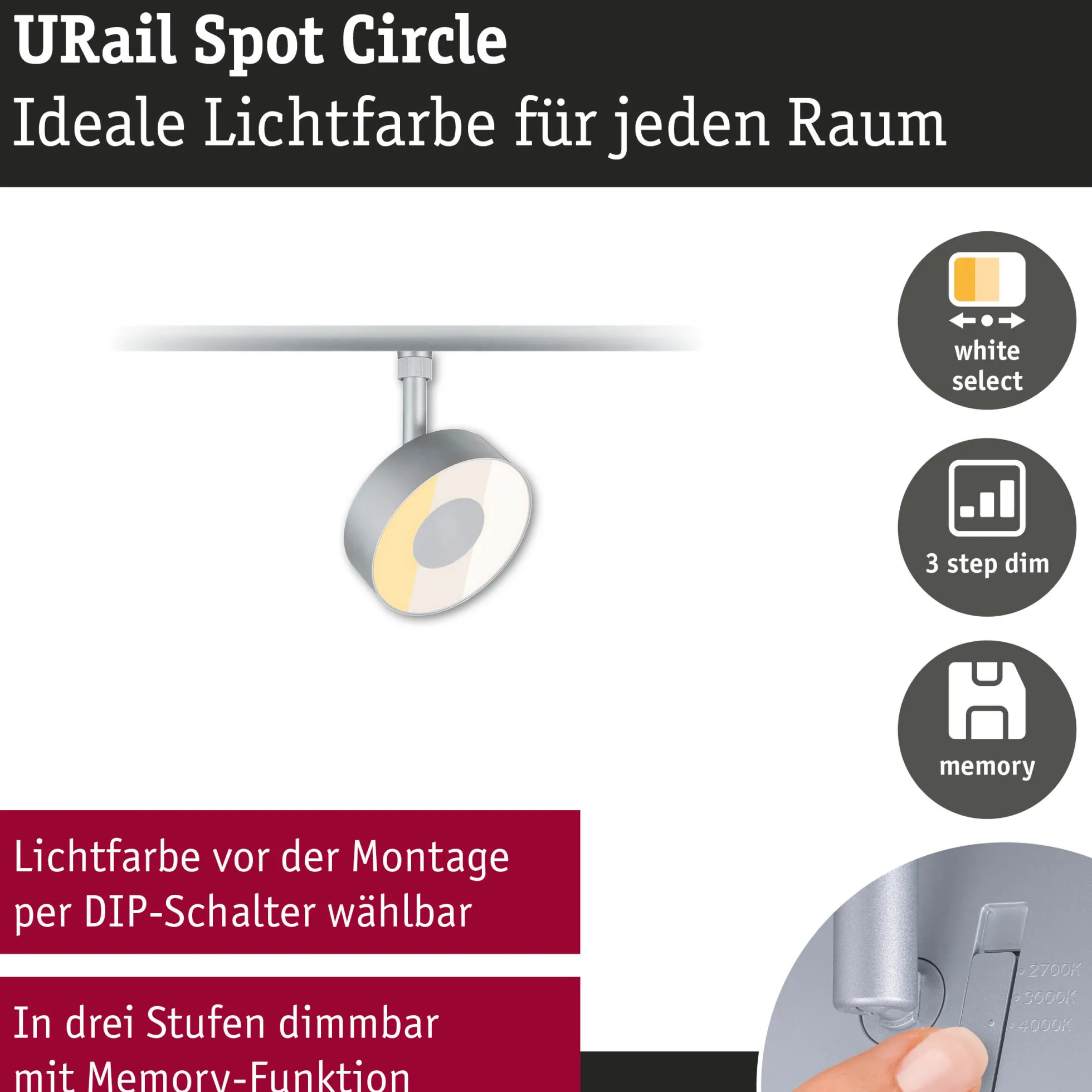 URail Schienenspot 3-Step-Dim - Circle