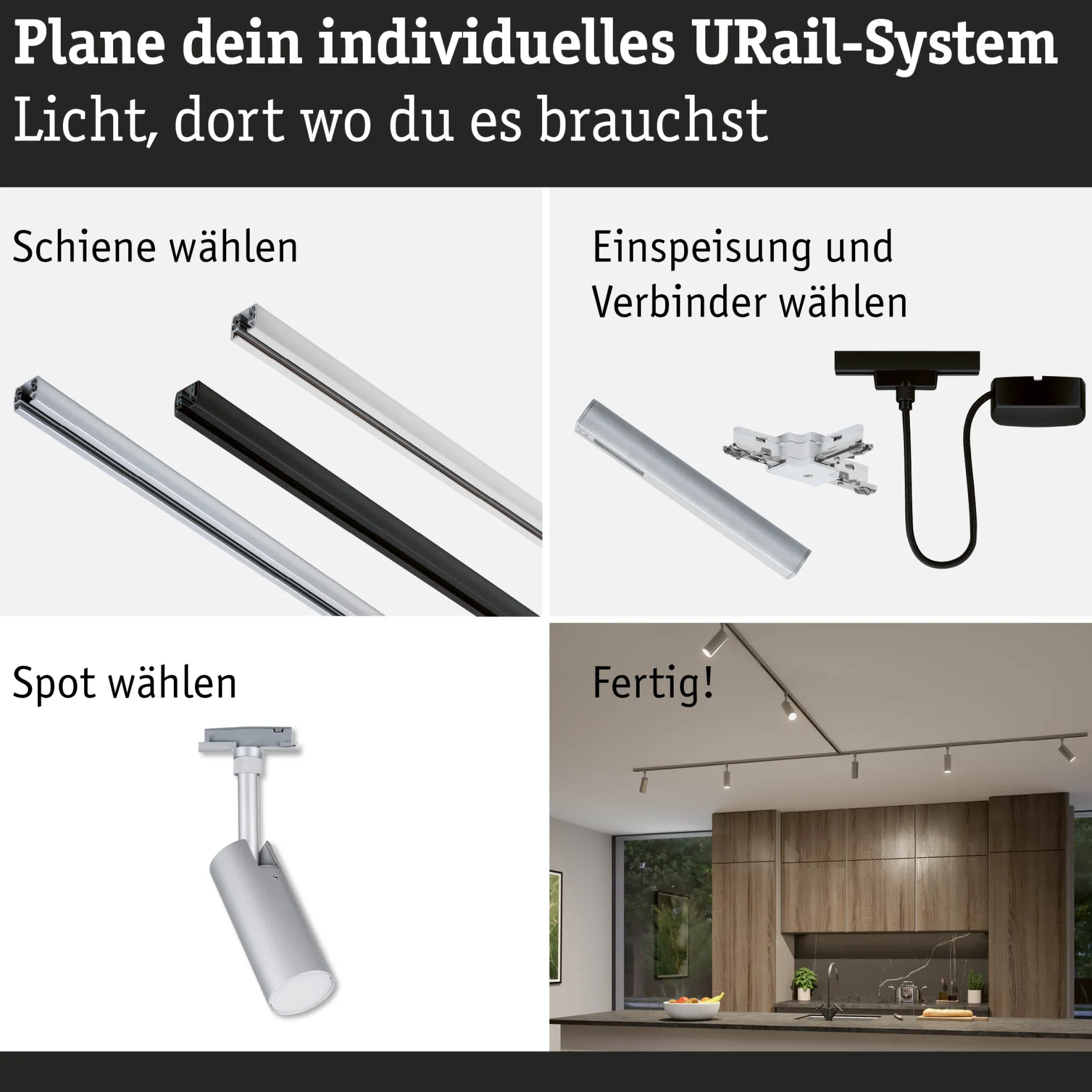 URail Schienenspot 3-Step-Dim - Tubo Einzelspot