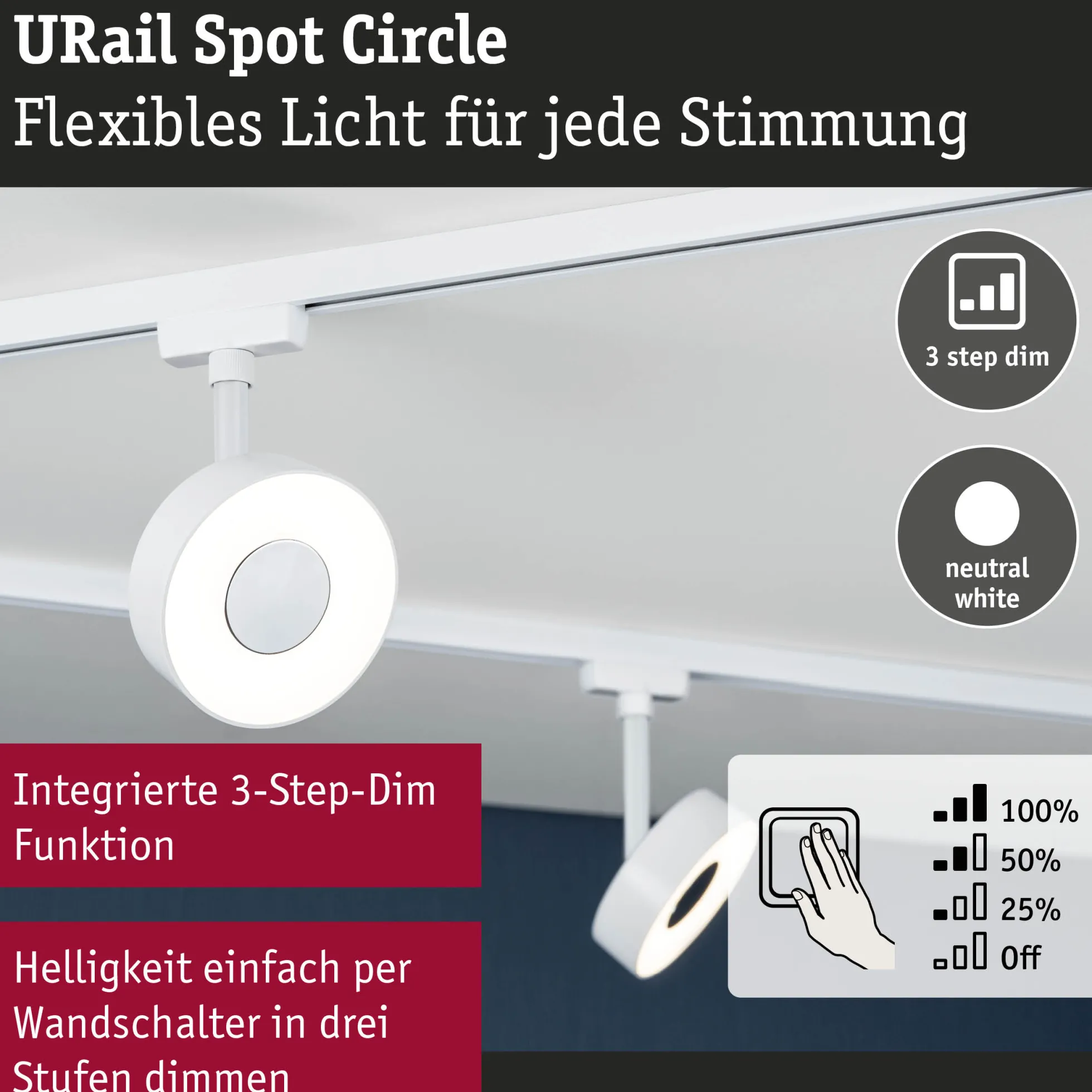URail Schienenspot 3-Step-Dim - Circle