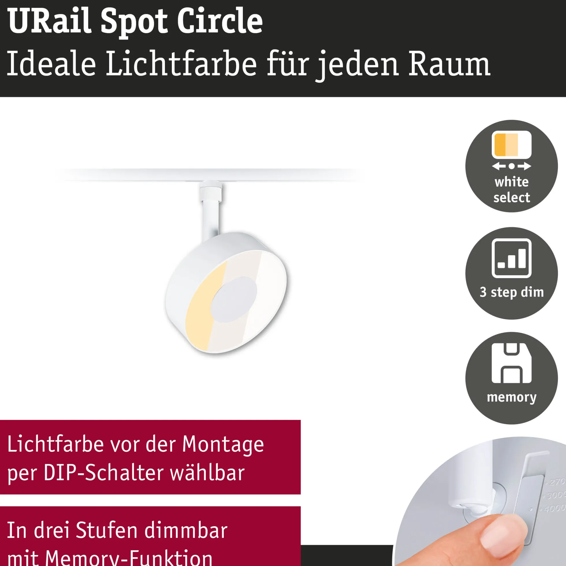 URail Schienenspot 3-Step-Dim - Circle
