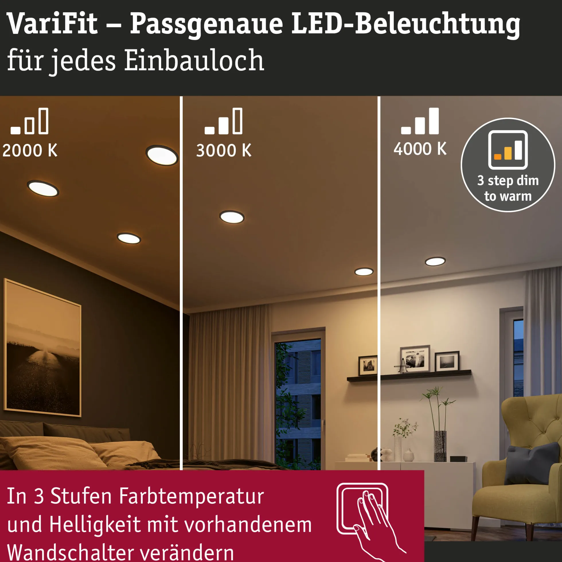 VariFit LED Einbaupanel Dim to Warm - Areo
