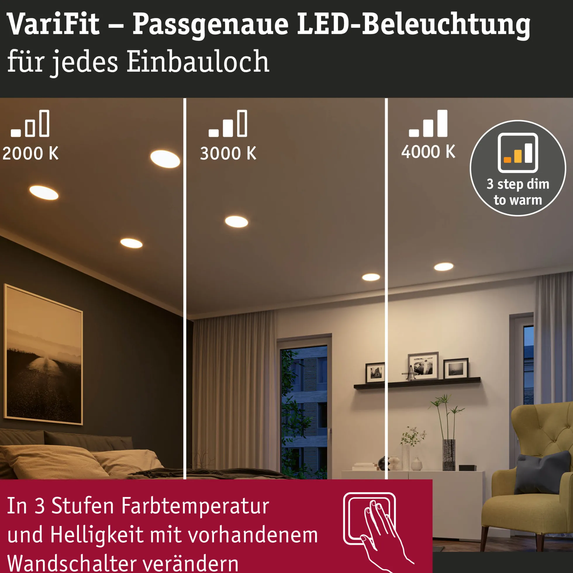 VariFit LED Einbaupanel Dim to Warm - Areo