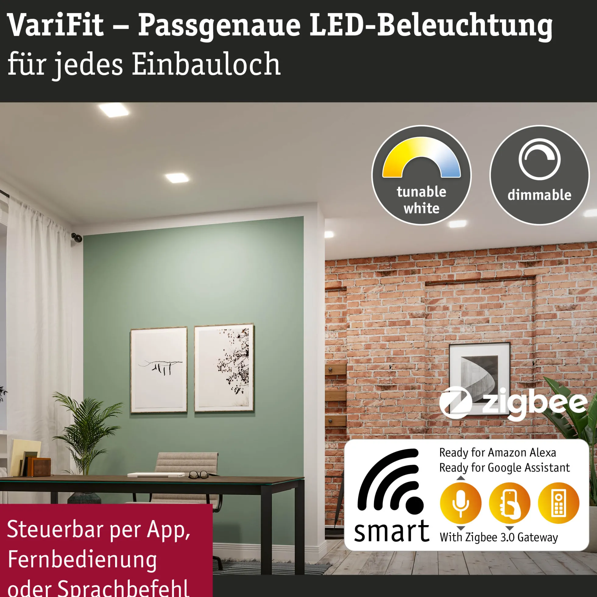 VariFit LED Einbaupanel Smart Home Zigbee 3.0 - Veluna Edge