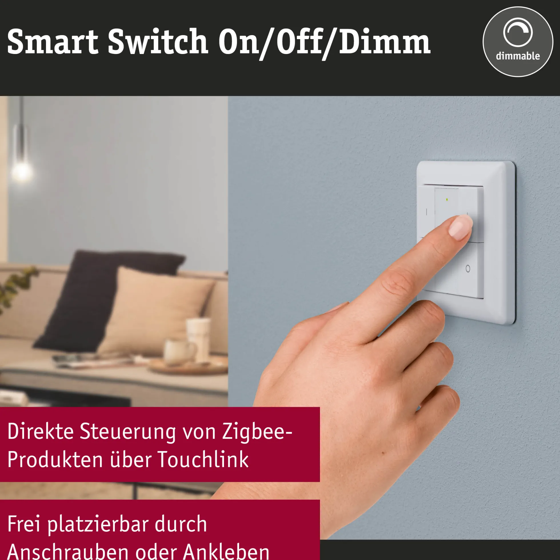 Wandschalter Smart Home Zigbee 3.0 - On/Off/Dimm